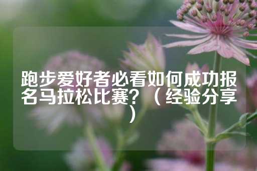 跑步爱好者必看如何成功报名马拉松比赛？（经验分享）